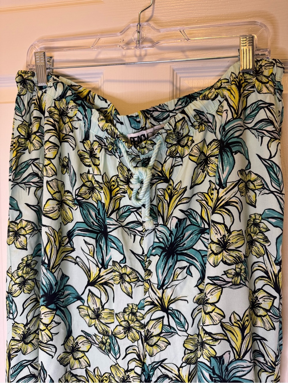 Beach Riot Tropical Floral Drawstring Lounge Beach Pants XXL Mint Green Rayon - Picture 3 of 7
